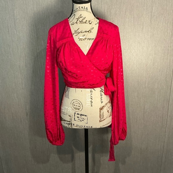 MAJORELLE Tops - NWOT Elegant Pink Wrap Blouse Size Small